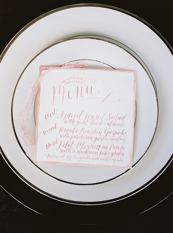 Rose gold menu Inspiration