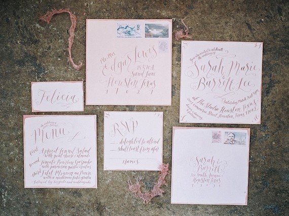 Rose gold wedding invitations