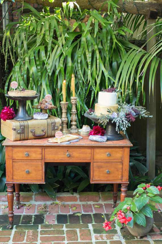 Vintage elopement inspired dessert bar