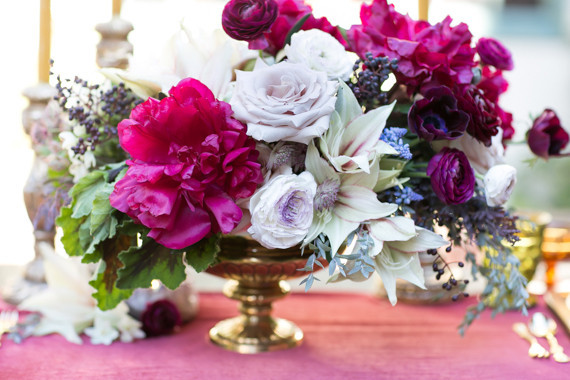 Plum and light purple centerpiece