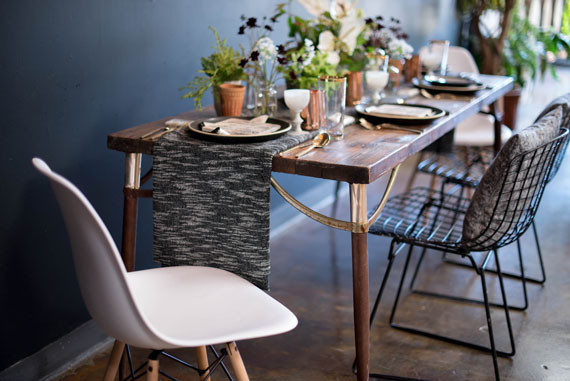 Rustic modern wedding tablescape