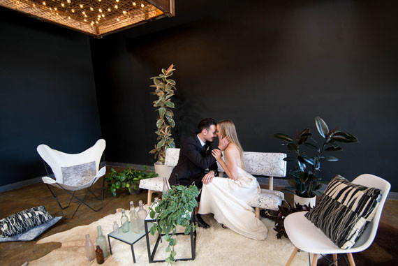 Rustic modern wedding lounge