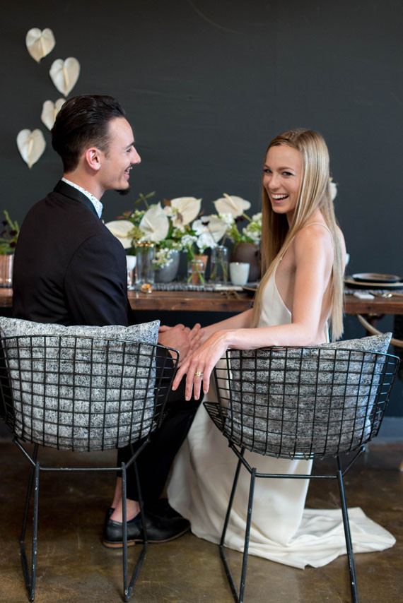 Rustic modern wedding tablescape