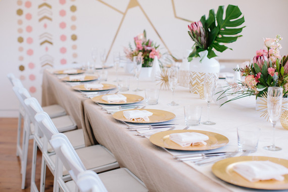 Modern gold tablescape