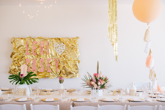 Modern gold tablescape