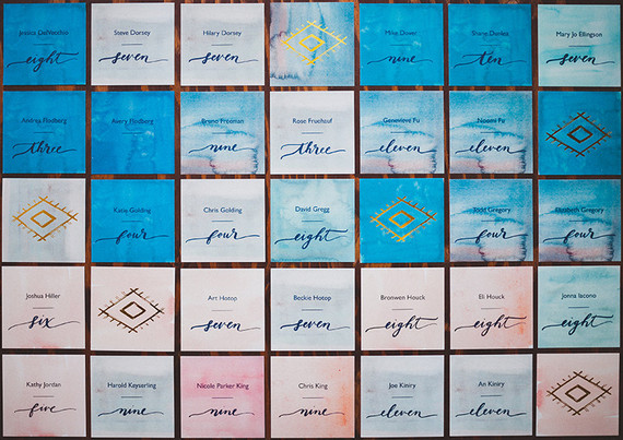 Watercolor escort cards