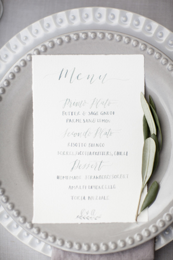 Wedding menu