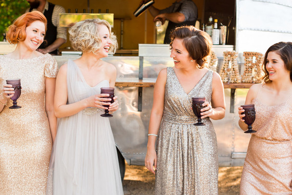 Metallic bridesmaids dresses
