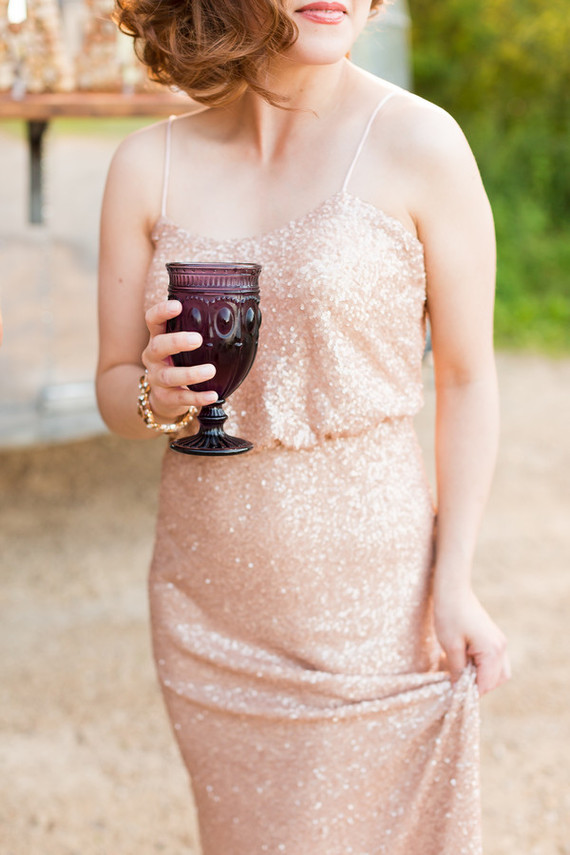 Metallic bridesmaids dresses