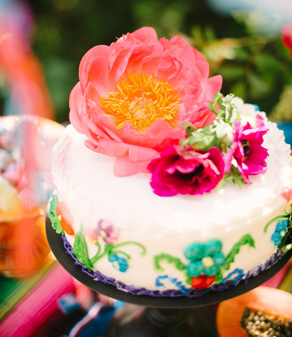 peony topped cake