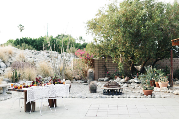 Bohemian desert wedding reception