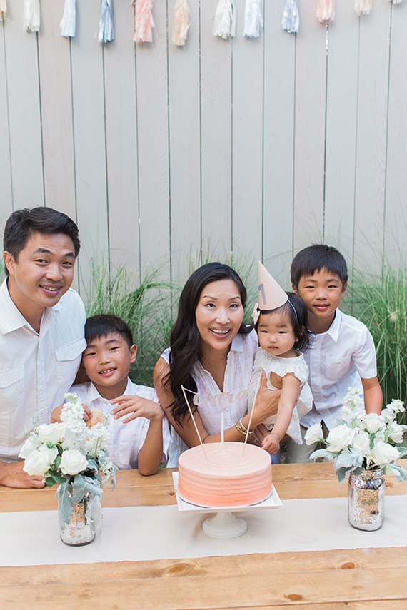 family photo at first birthday party