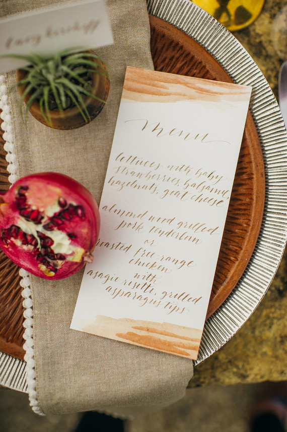 Hand-dip dyed menu Inspiration