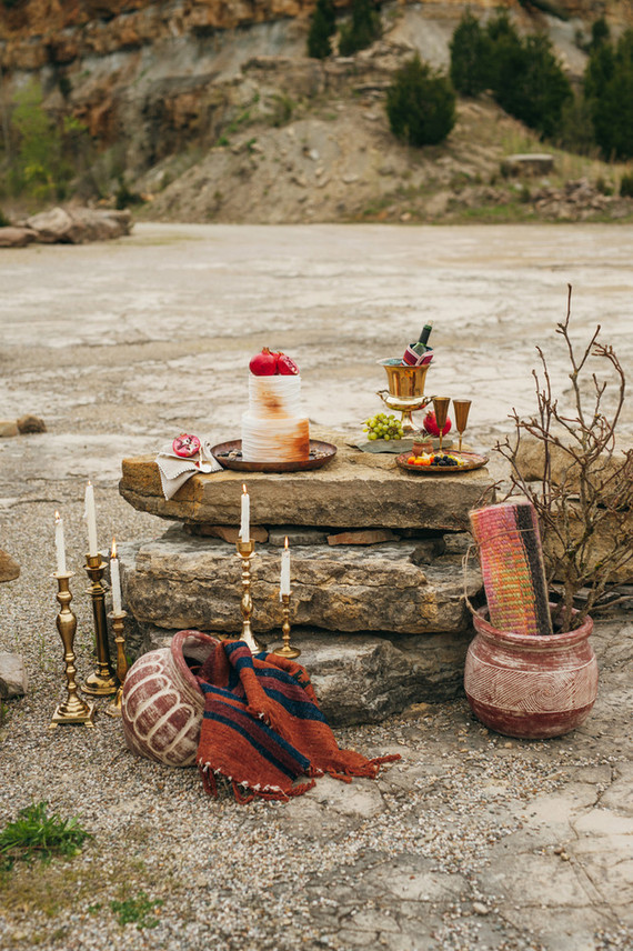 Bohemian outdoor wedding decor