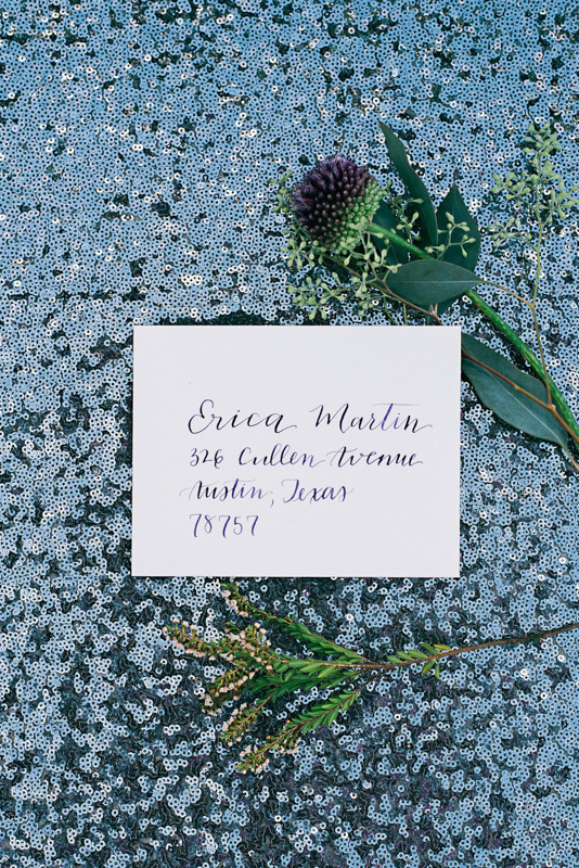 Romantic hand-lettered wedding invitation