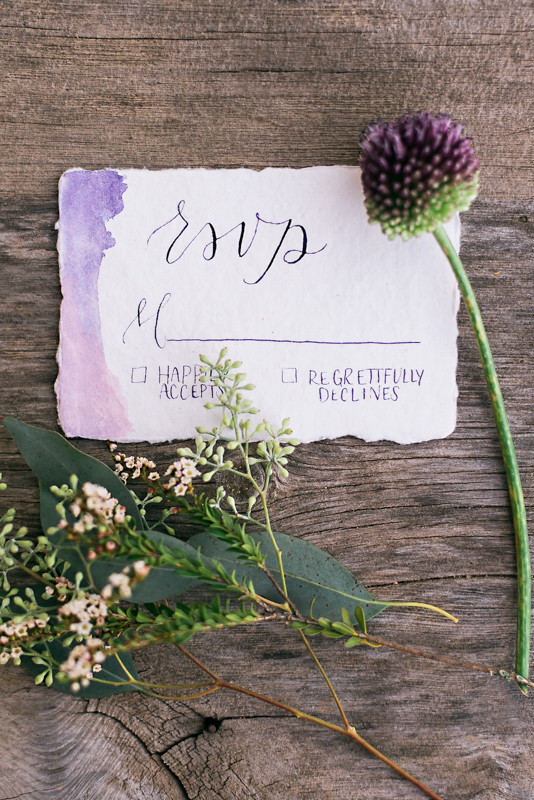 Romantic hand-lettered wedding invitation