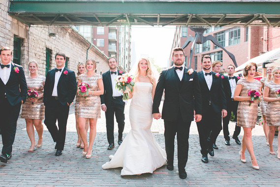 Downtown Toronto wedding party portrait