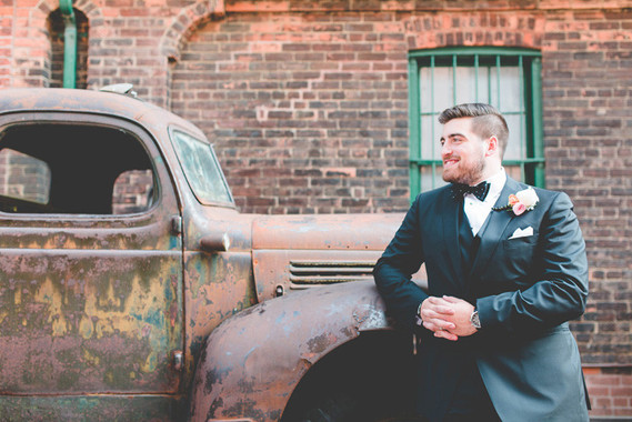 Industrial groom portrait