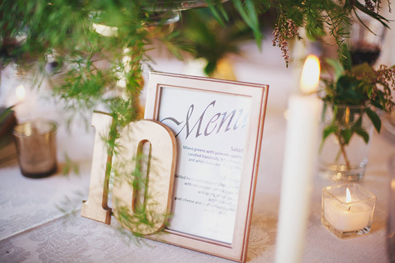St. Patrick's Day wedding menu and table number