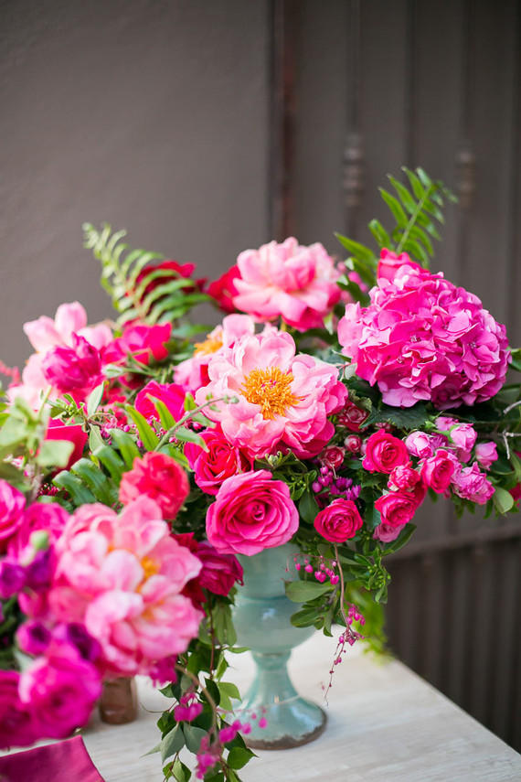 hot pink peony floral arrangements