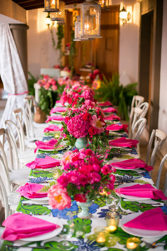 Hot pink floral birthday party in Cabo