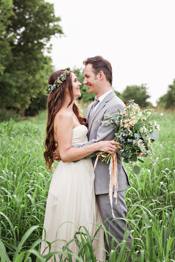 Wildflower fields wedding portrait