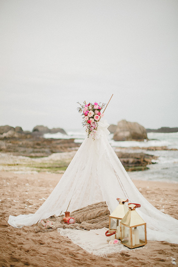 Beach bohemian teepee