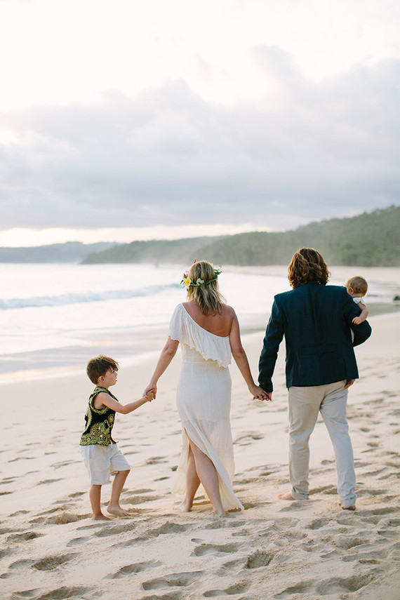 Beach wedding family portrait