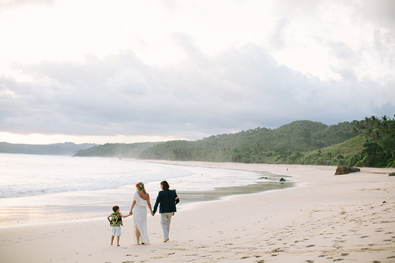 Beach wedding family portrait