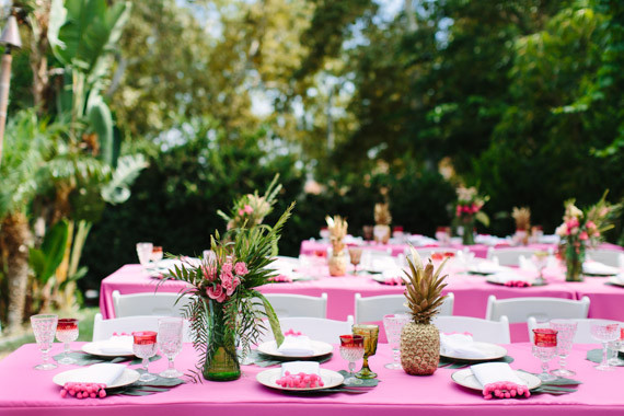 Tropical bridal shower tablescape