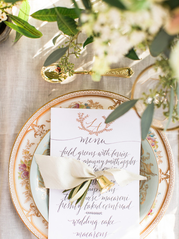 Spring wedding menu