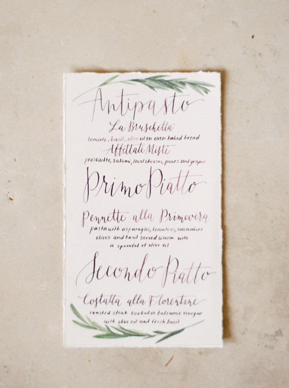 Wedding menu