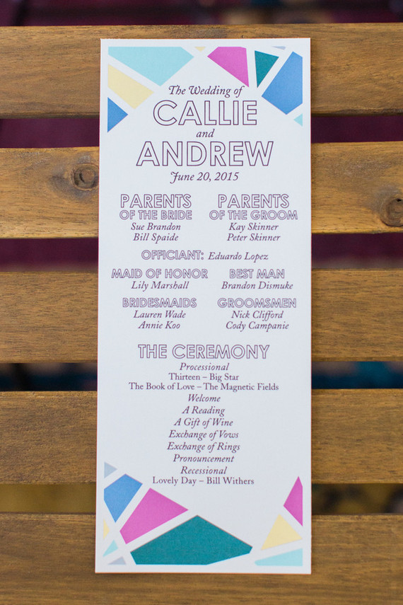 Modern wedding program