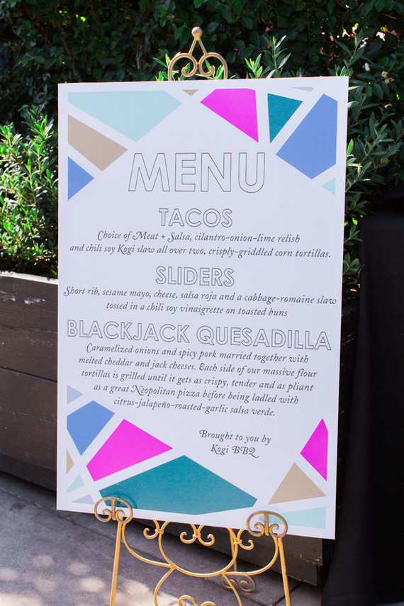 Modern wedding menu