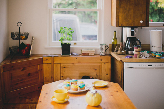 At home fall engagement portrait