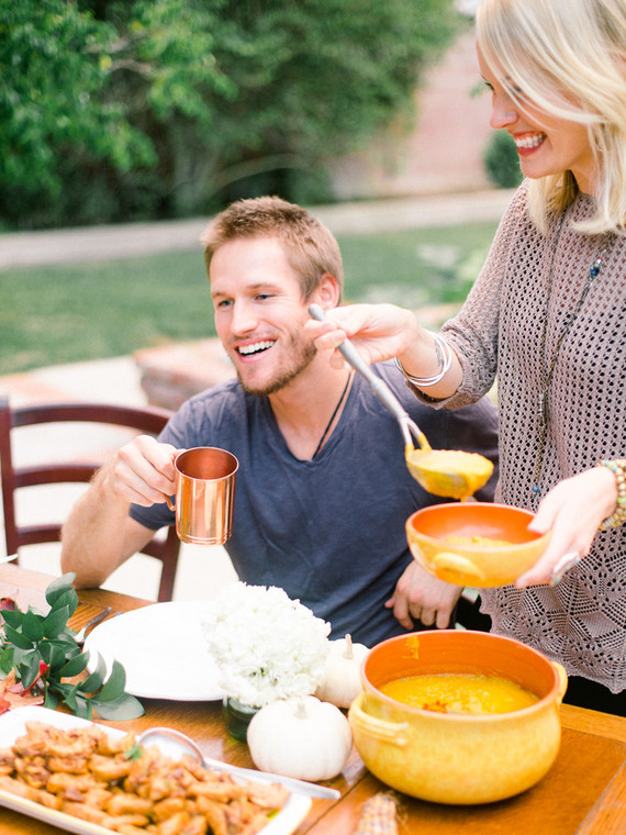 At home fall engagement portrait
