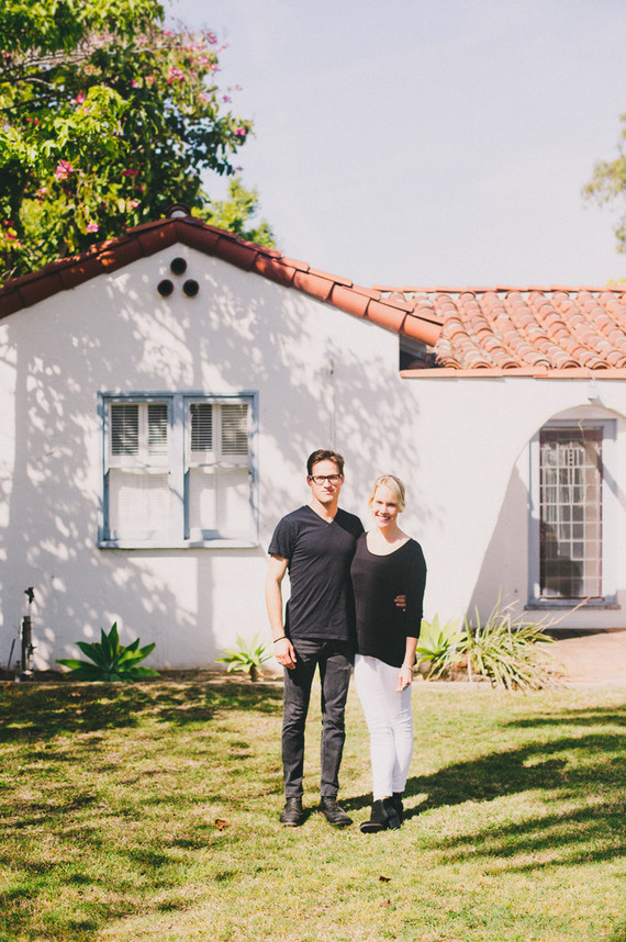 At home fall engagement portrait