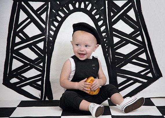 French themed black and white 1st birthday Inspiration