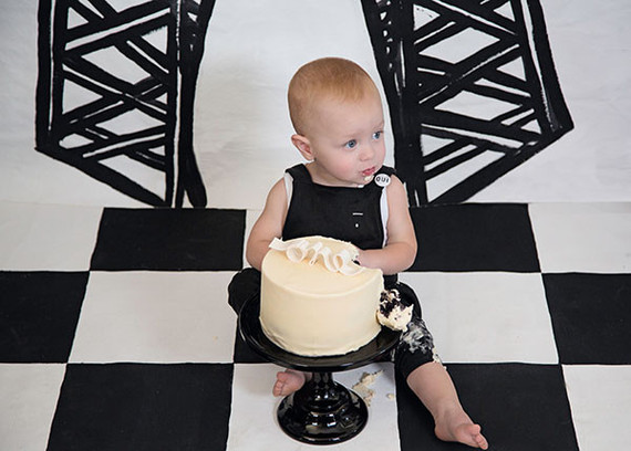 French themed black and white 1st birthday Inspiration