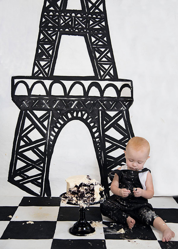 French themed black and white 1st birthday Inspiration