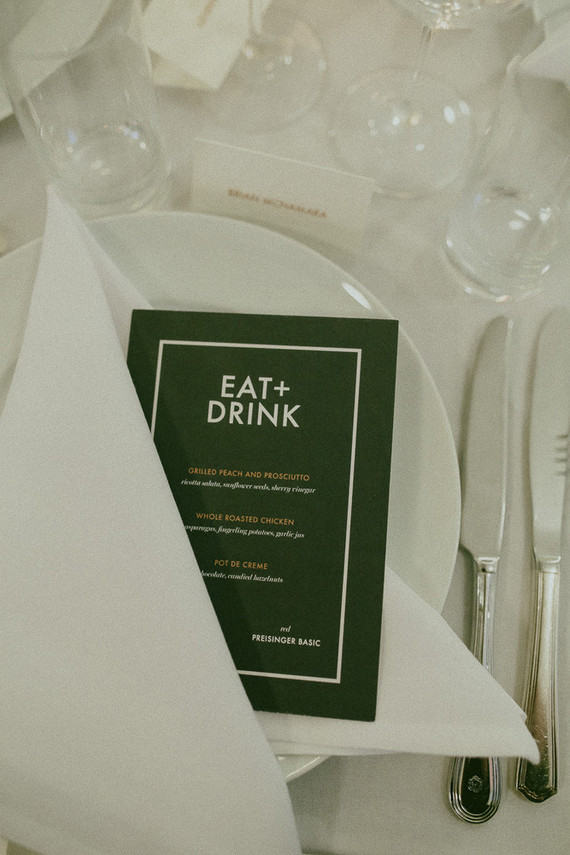 Modern wedding menu