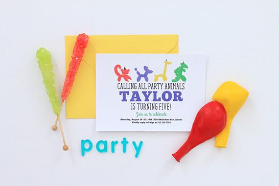 balloon animal invite Inspiration