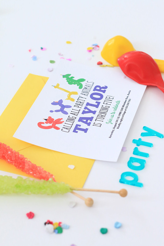 balloon animal invite Inspiration