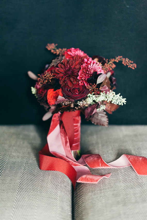 Red dahlia bouquet