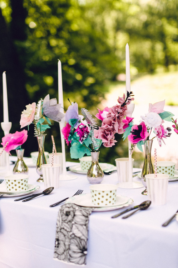 Paper flower tablescape