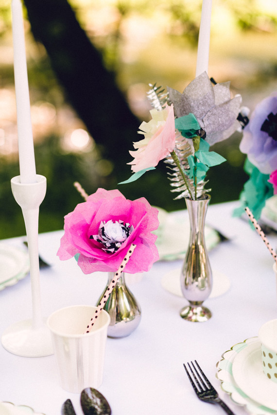 Paper flower tablescape