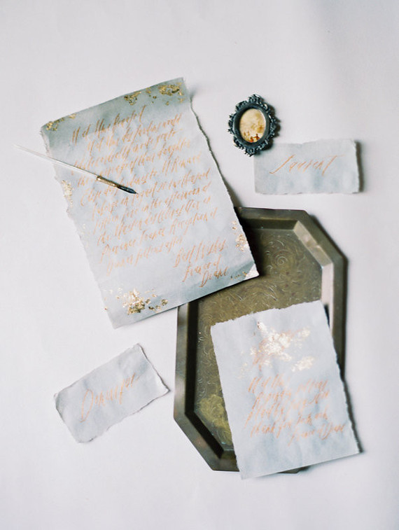 Handwritten gold calligraphy