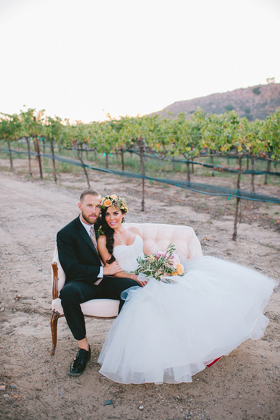 Tuscan vineyard wedding portrait