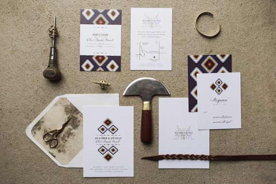 Bohemian wedding invitation suite