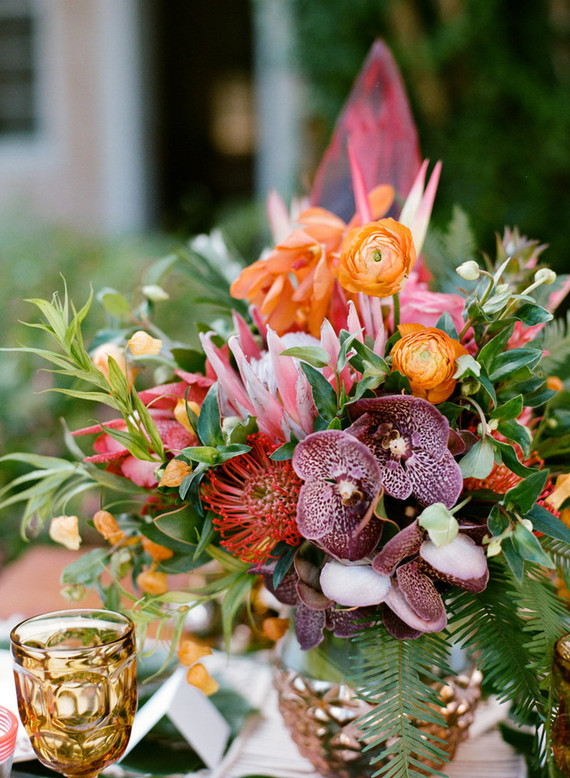 Tropical wedding florals